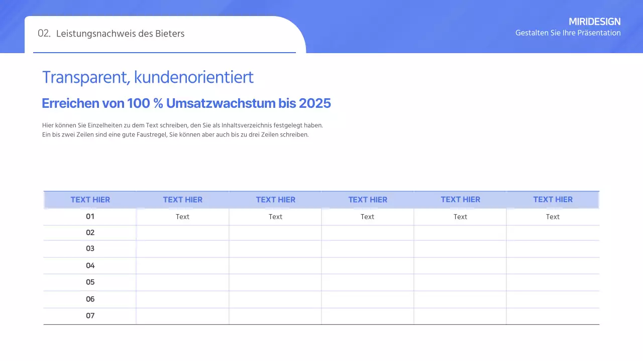 Einfacher blauer Farbverlauf Bid Proposal