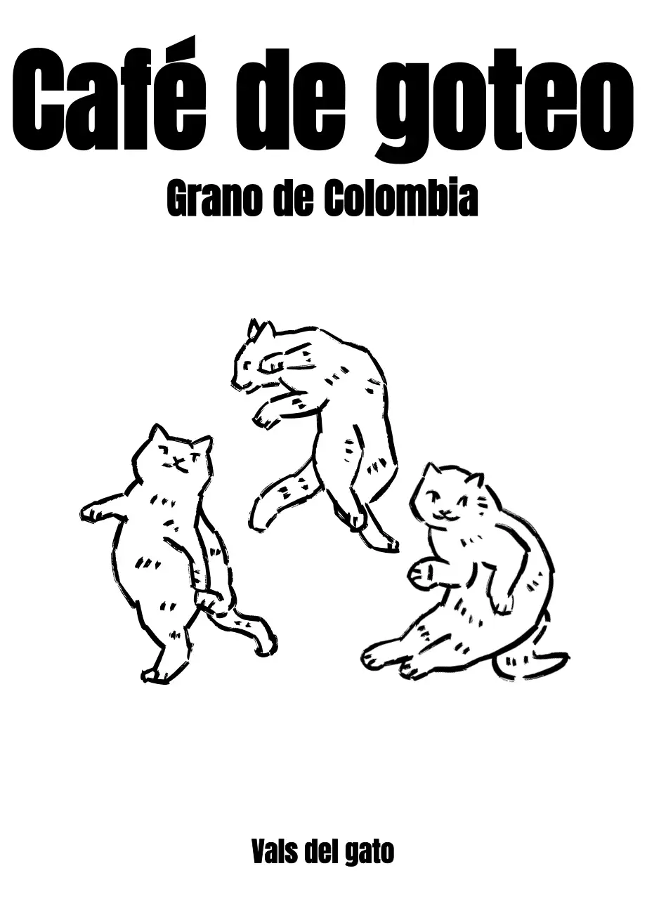 Diseño sencillo con una ilustración de un gato en negro que parece dibujado