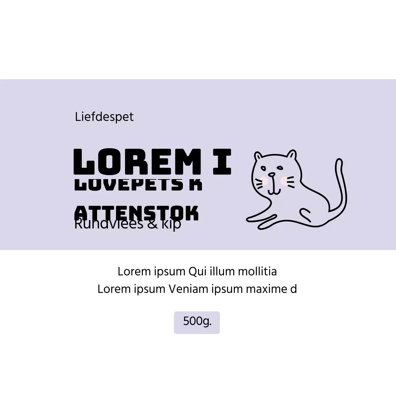 Keurig huisdierenlabel met paarse illustratie