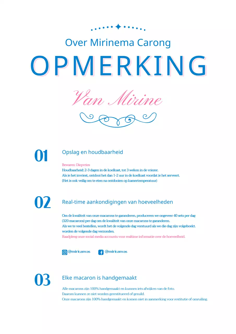 Schattige Macaron Café Gids Ontwerp in Roze en Blauw