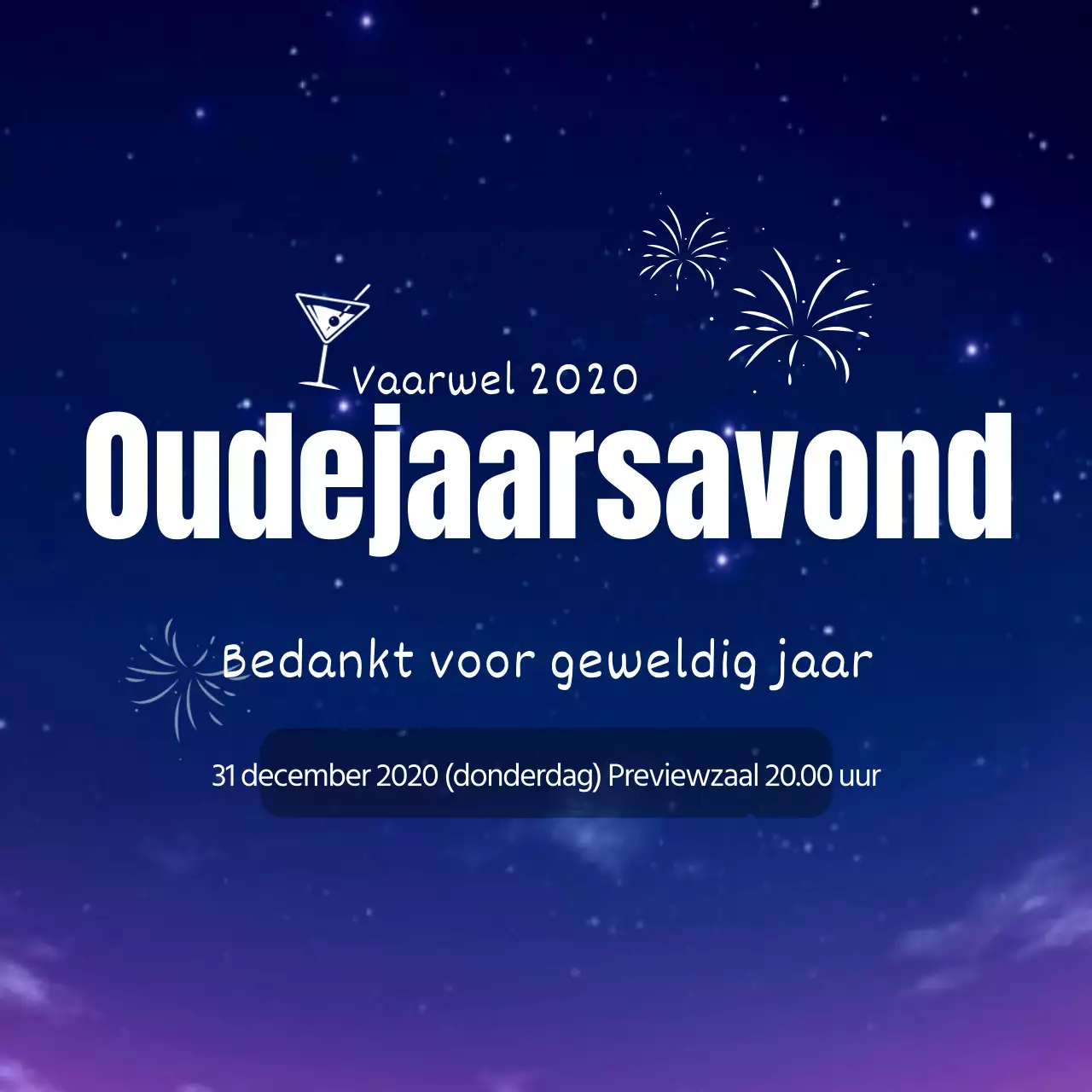 Blauwe nachthemel Keurig eindejaarsfeest