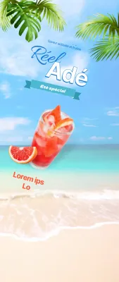Faites la promotion d'un menu d'été avec un concept photographique clair et net en bord de mer.
