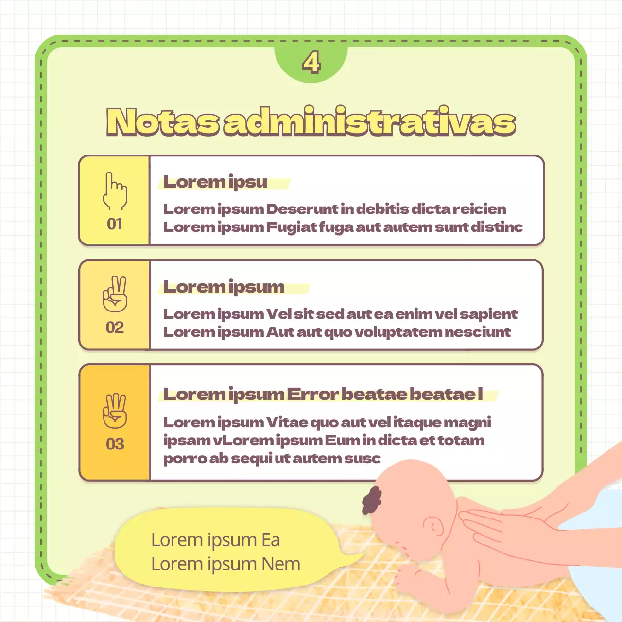 Consejos para prevenir las rozaduras del bebé y recomendaciones sobre artículos de puericultura, ilustrados en verde claro y amarillo.