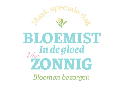 Voor het promoten van een bloemenwinkel met een pastel, vintage concept met de winkelnaam en bloemenillustraties.