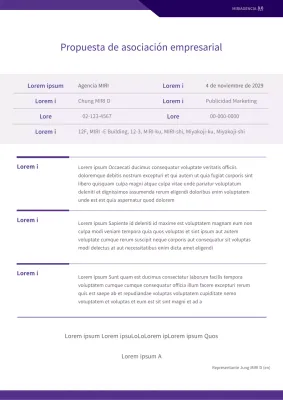 Propuesta de afiliación con un sencillo concepto de archivo en morado