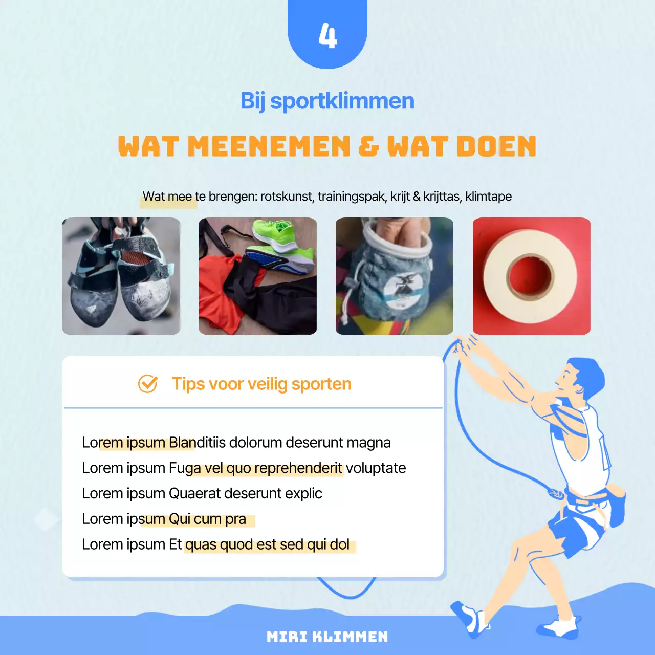 Cool en dynamisch sportklimkaart in oranje met blauwe achtergrondNieuws