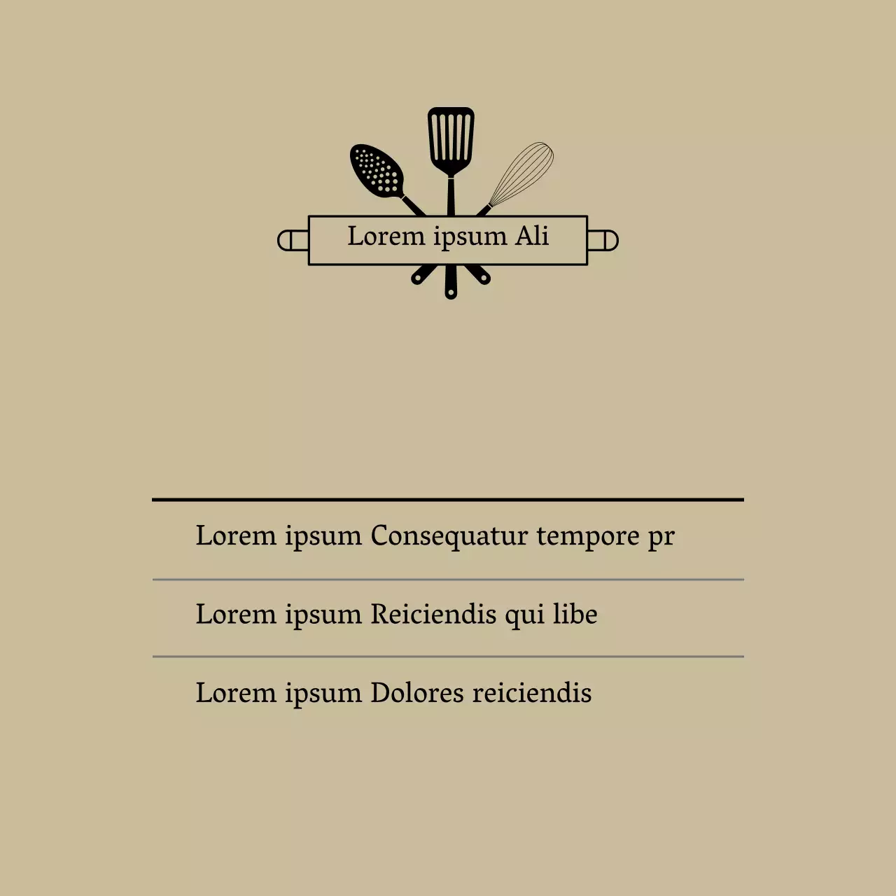 Etiqueta de cozinha com ícone simples bege