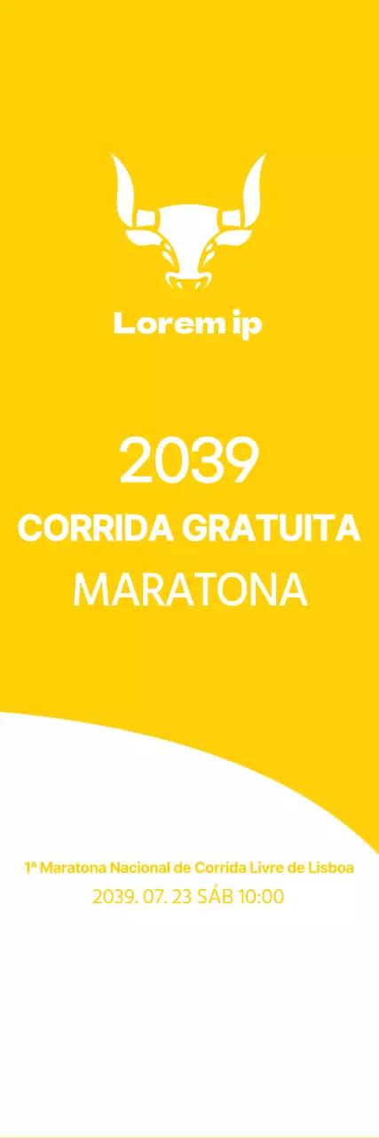 Estilo simples em amarelo e branco para informação e promoção da maratona