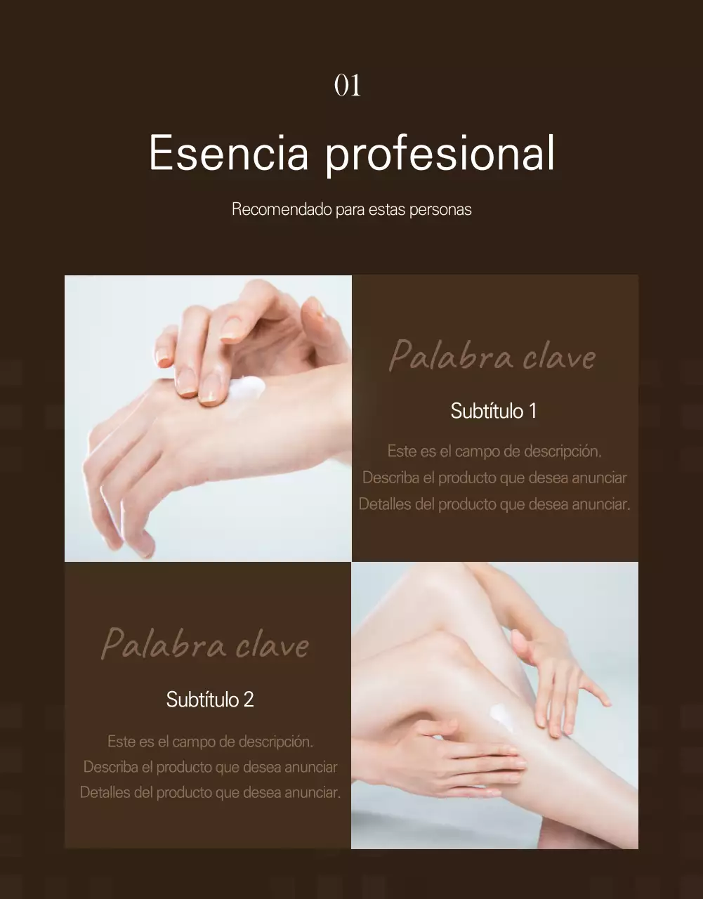 Promover el concepto de cosméticos de lujo de color marrón oscuro