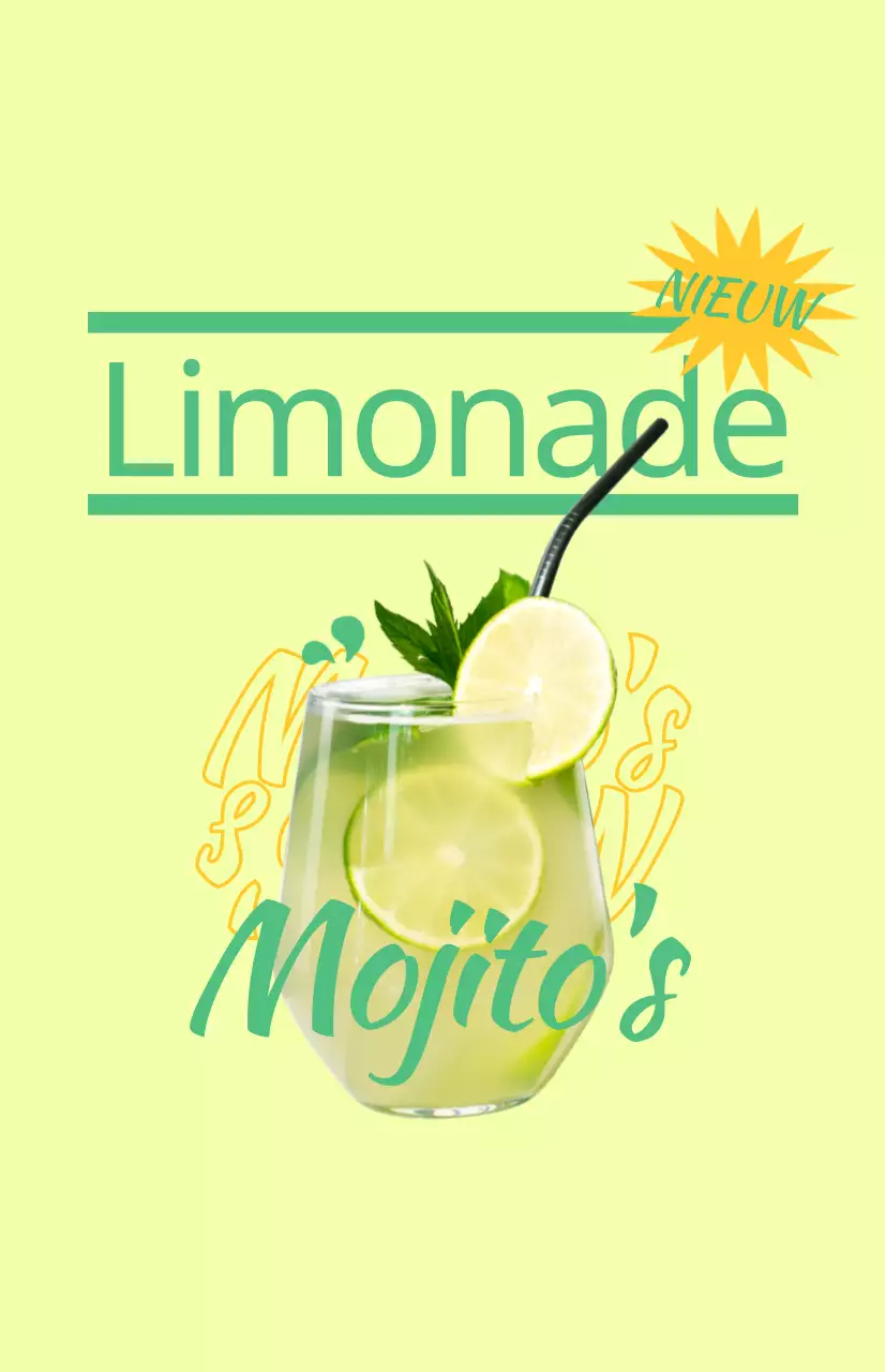 Promoot het menu van je café met kleurrijke geïllustreerde afbeeldingen van drankjes en tekst