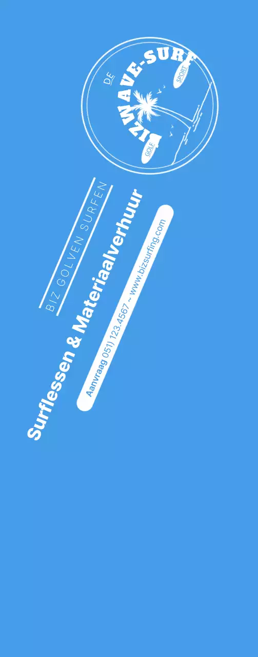 Een eenvoudig blauw met geel surfembleem om de winkel te promoten.