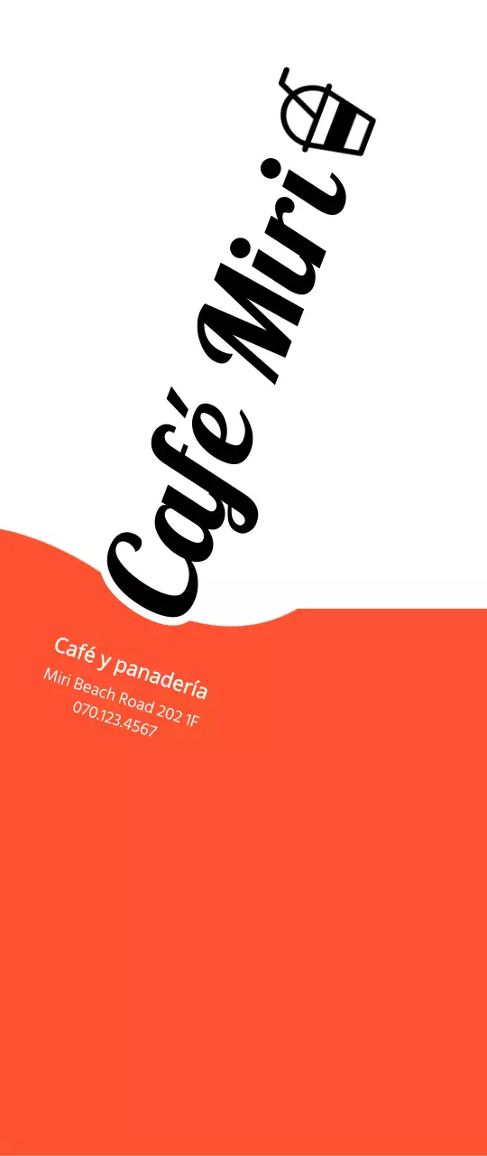 Promoción de una cafetería y panadería con un concepto sencillo en naranja y negro