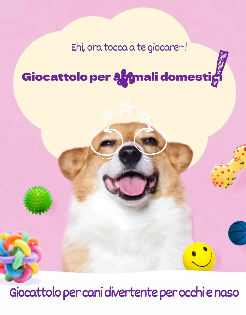 Presentazione di prodotti per animali domestici carini e coccolosi in rosa (pagina dettagliata)