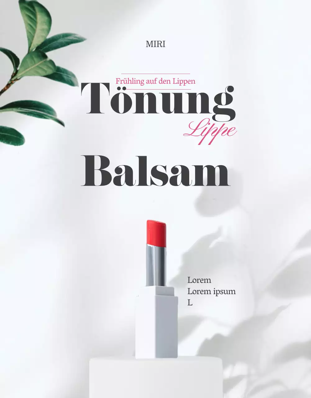 Einführung eines sauberen und eleganten Lippenbalsams in Weiß und Rosa