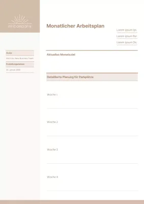 Ein sauberer, beiger monatlicher Arbeitsplan