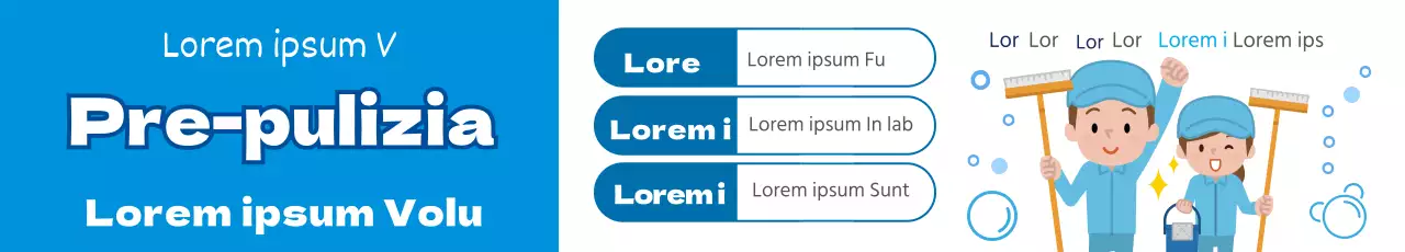 Servizio di pulizia carino con illustrazione blu