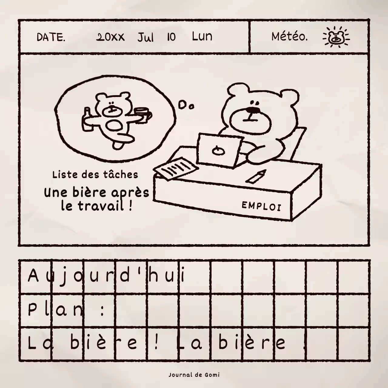 Illustration d'un ours brun mignon paquet d'agenda