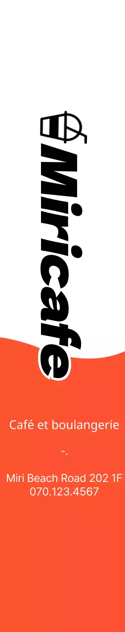 Promotion d'un café et d'une boulangerie avec un concept simple en orange et noir.