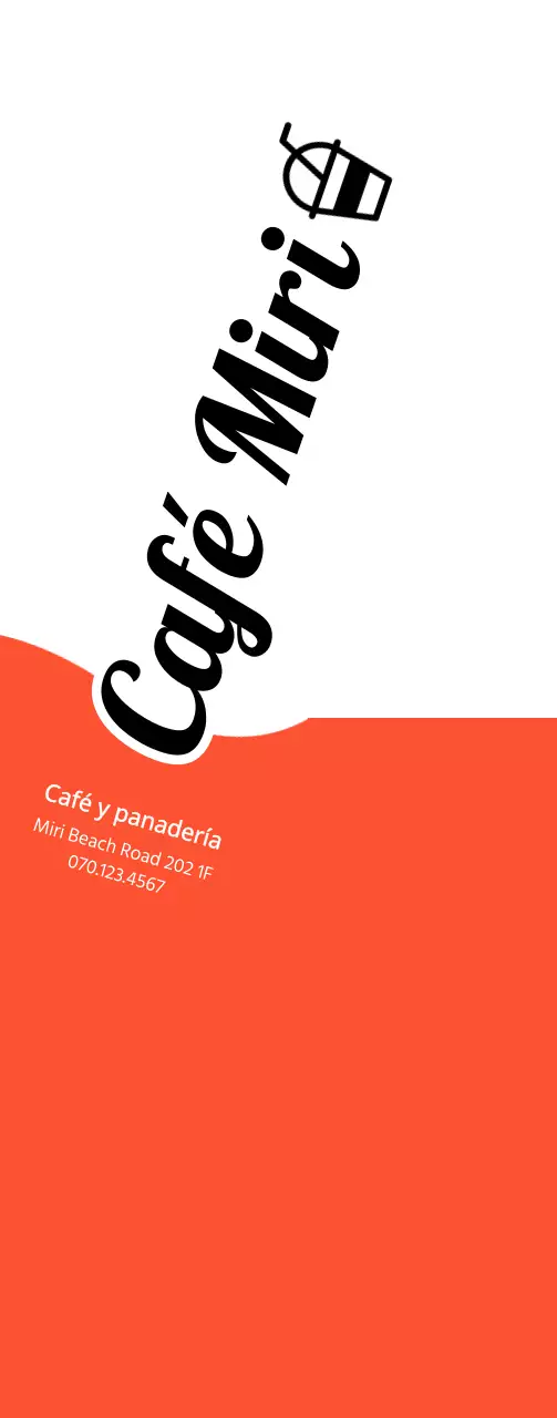 Promoción de una cafetería y panadería con un concepto sencillo en naranja y negro