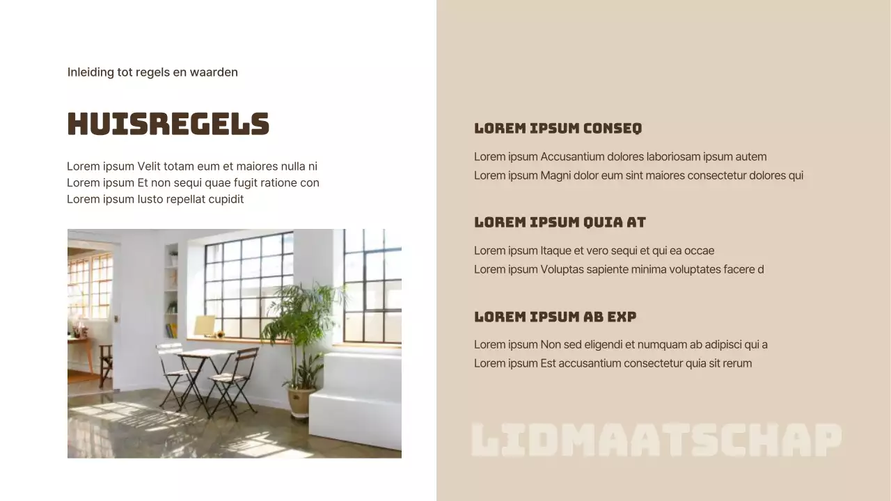 Aanbiedingsbrief beige en bruin appartement