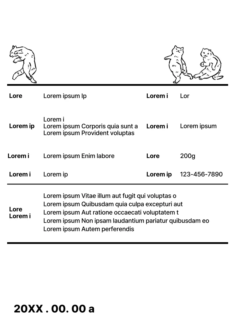 Diseño sencillo con una ilustración de un gato en negro que parece dibujado