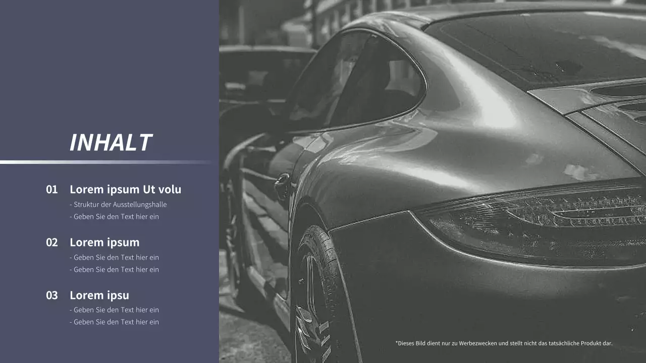 Automobilausstellung Plan Vorlage