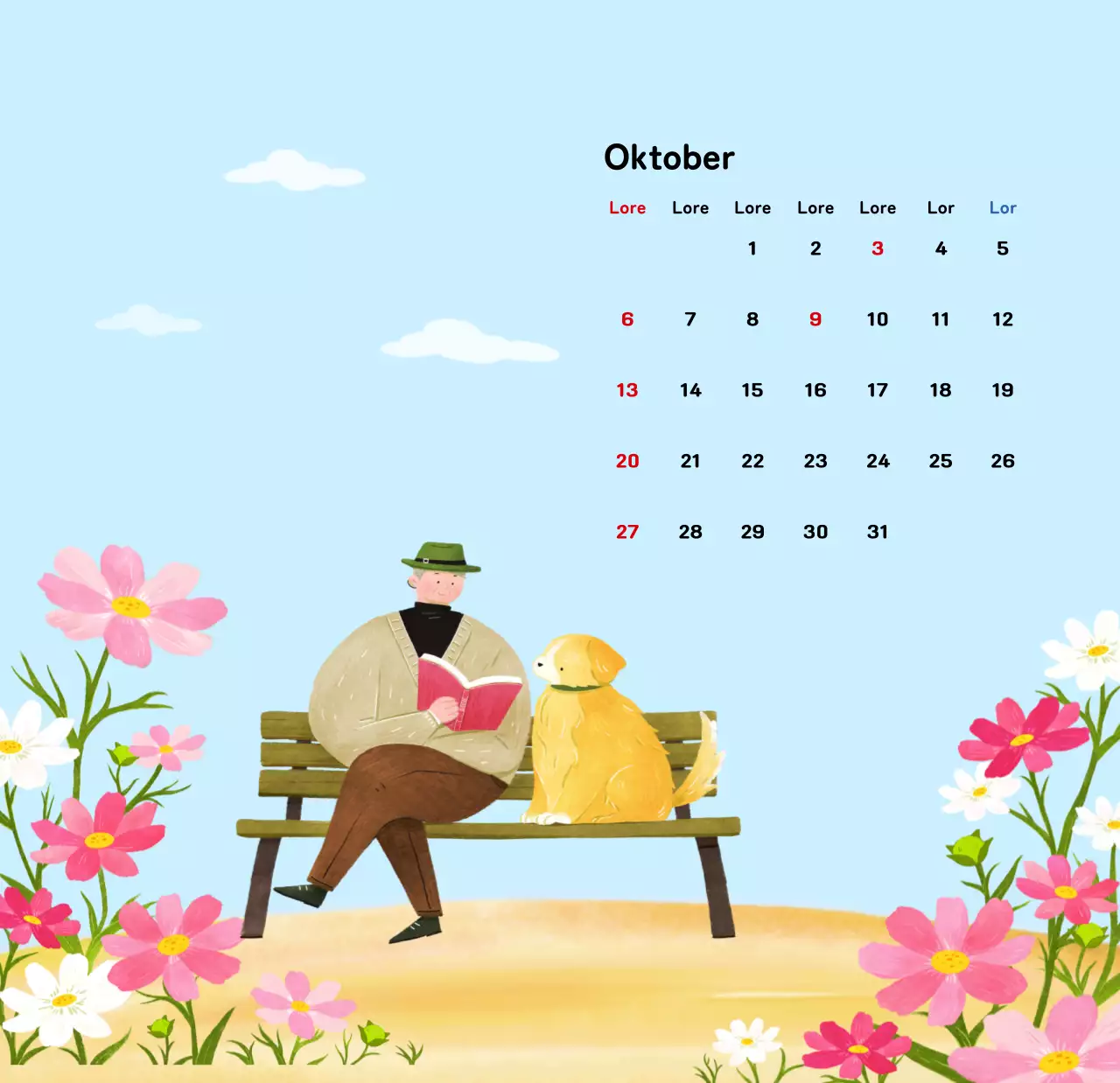 Ein warmer, illustrierter Kalender für das neue Jahr