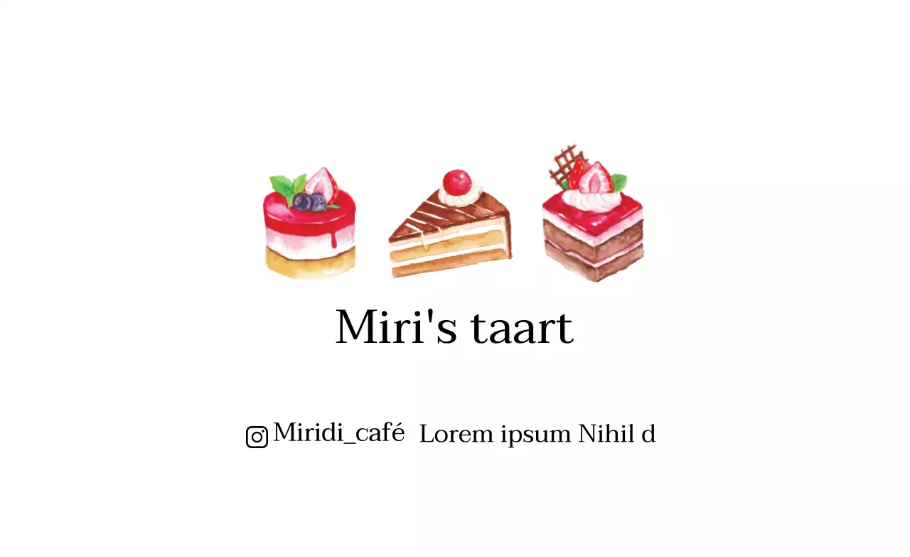 Witte illustraties promoten een schone cafétaart