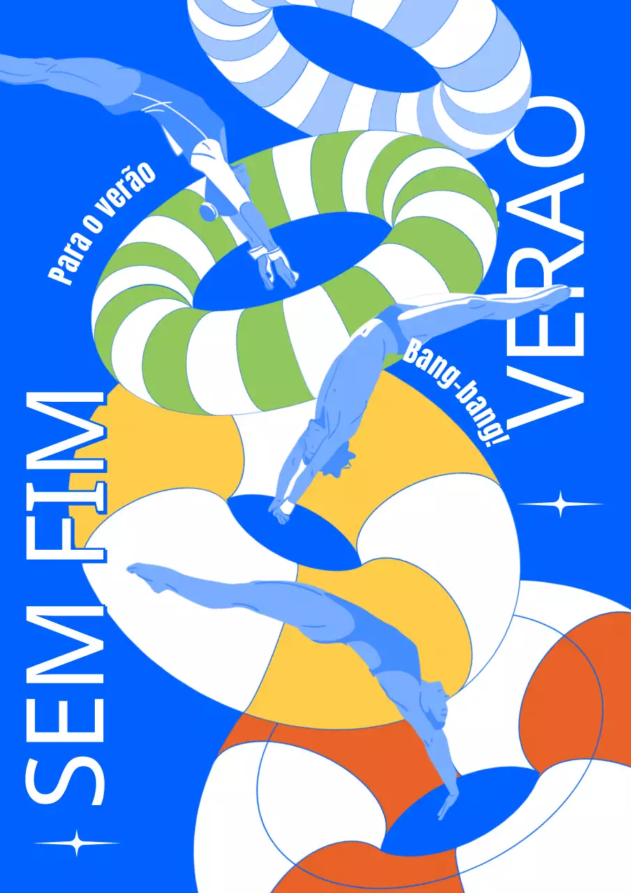 Ilustração de verão fresca com fundo azul