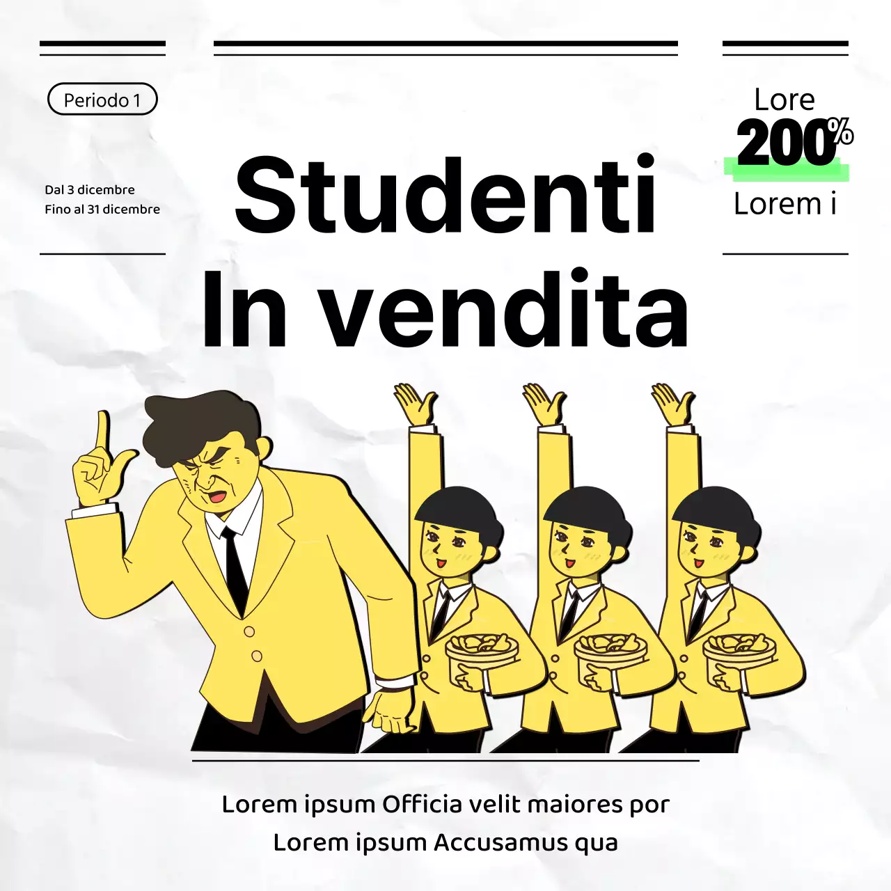 Evento di sconto sulla carta d'esame nera e gialla