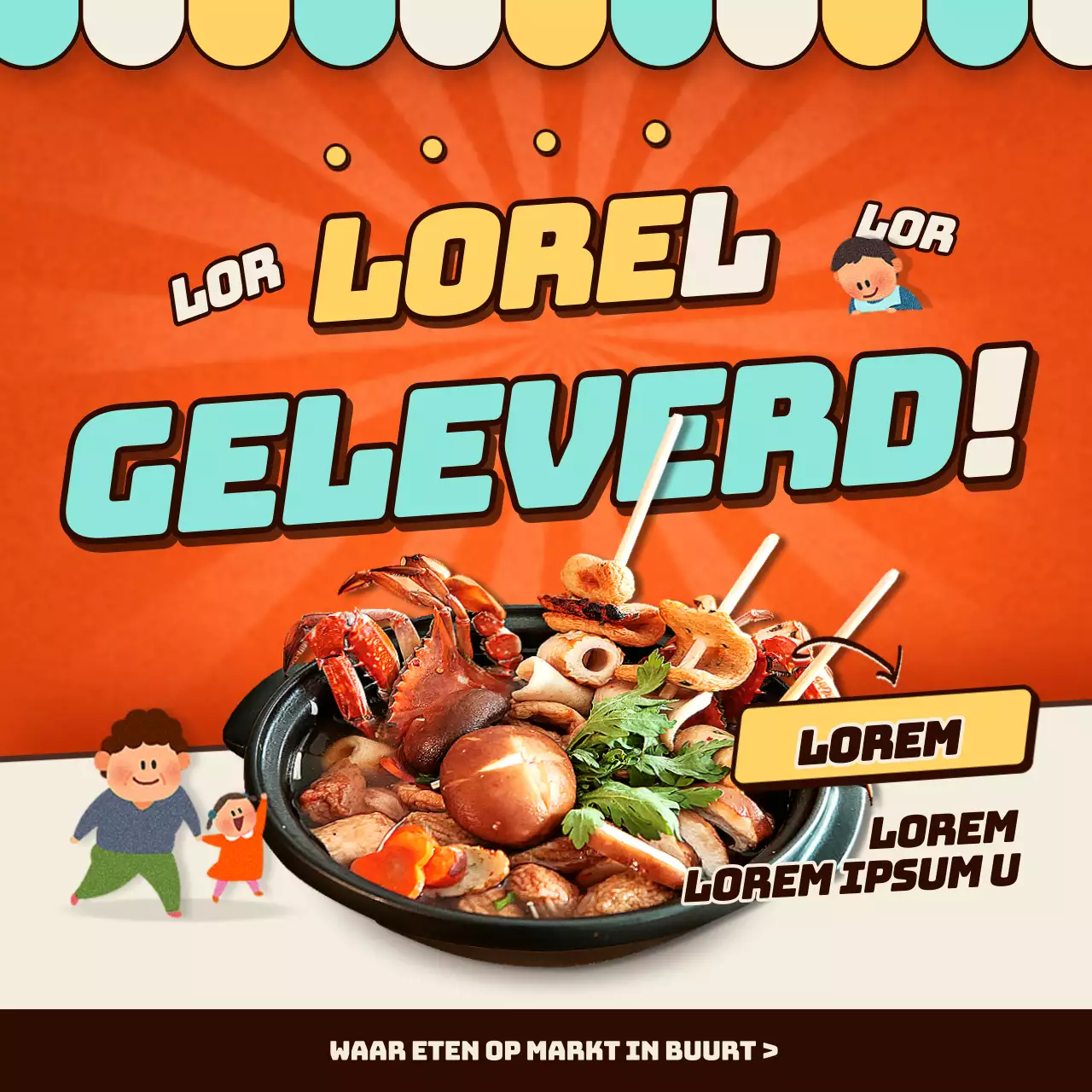 Oranje markt concept bewegwijzering