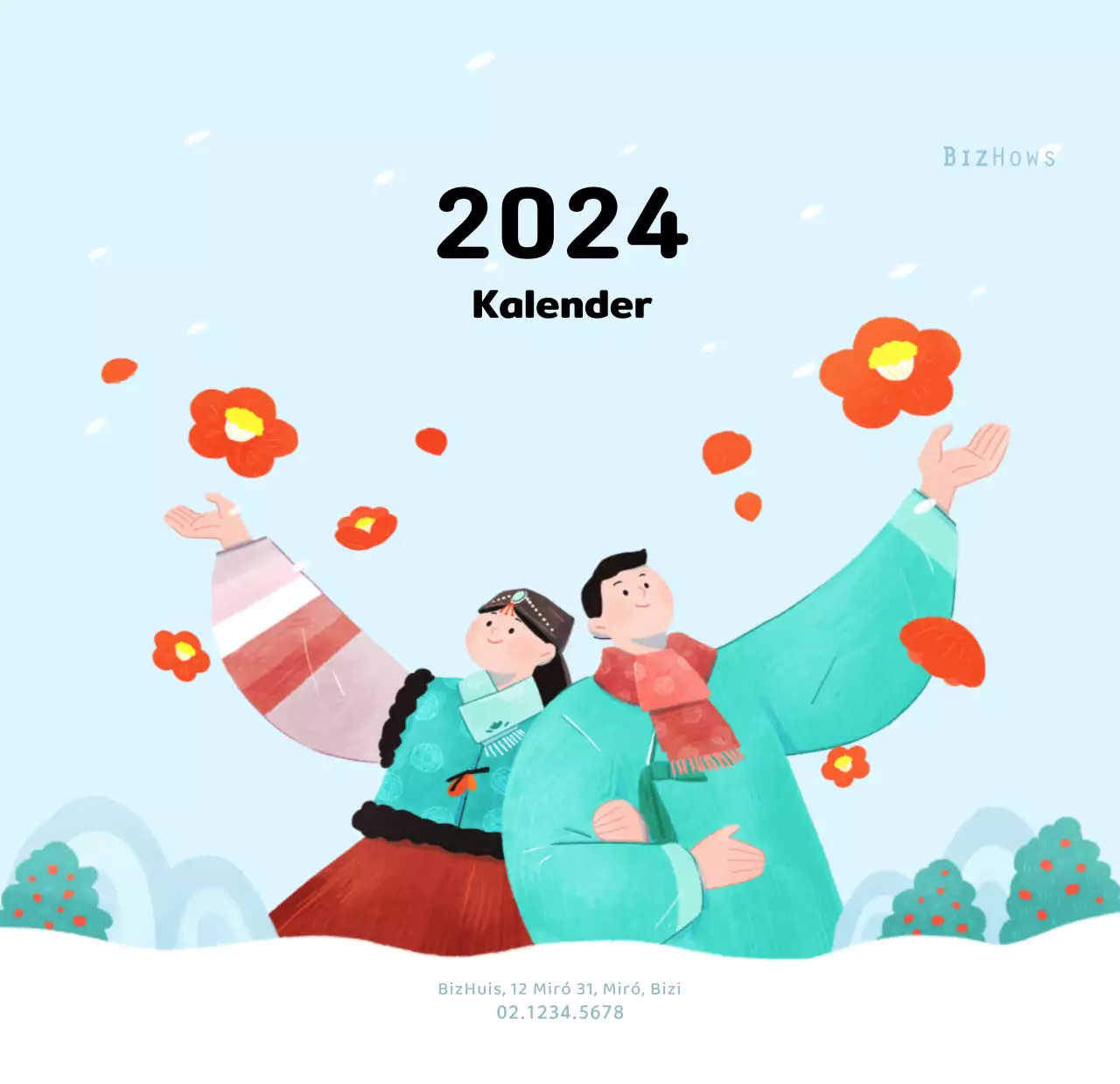 Een warme, geïllustreerde nieuwjaarskalender