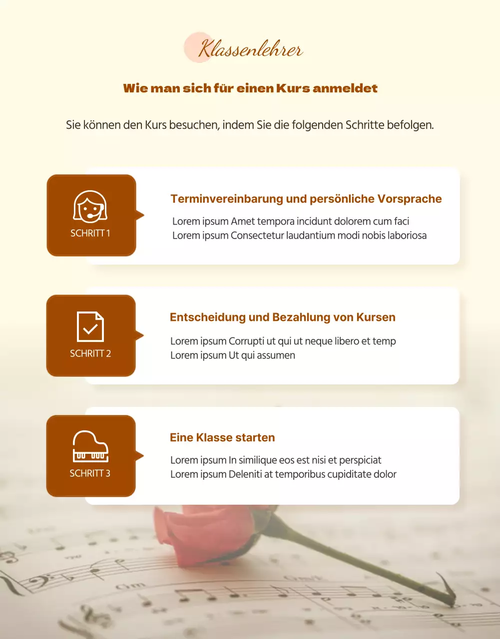 Saubere, emotionale Details zum Klavierunterricht