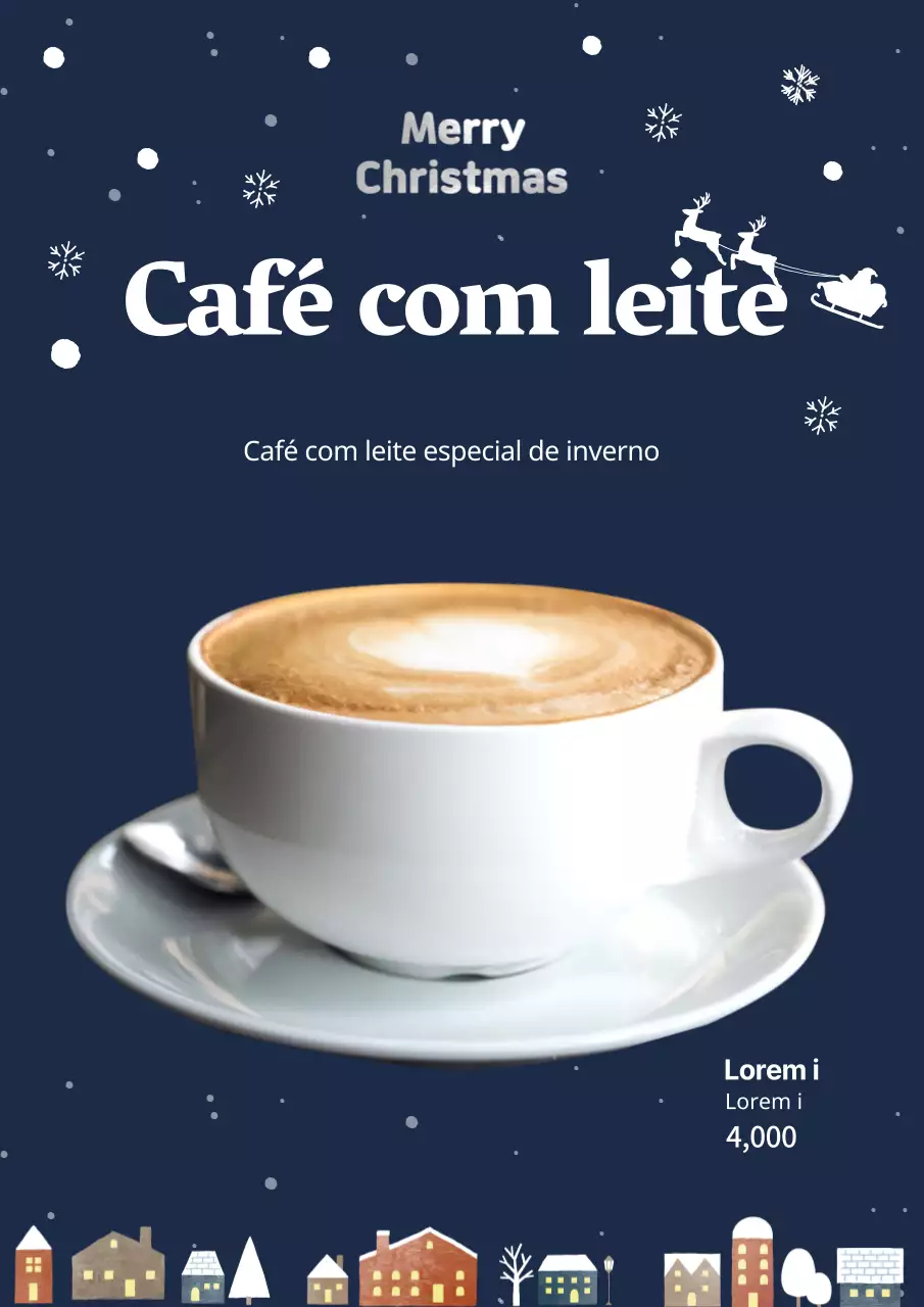 Fotografia azul do anúncio de Natal de um café