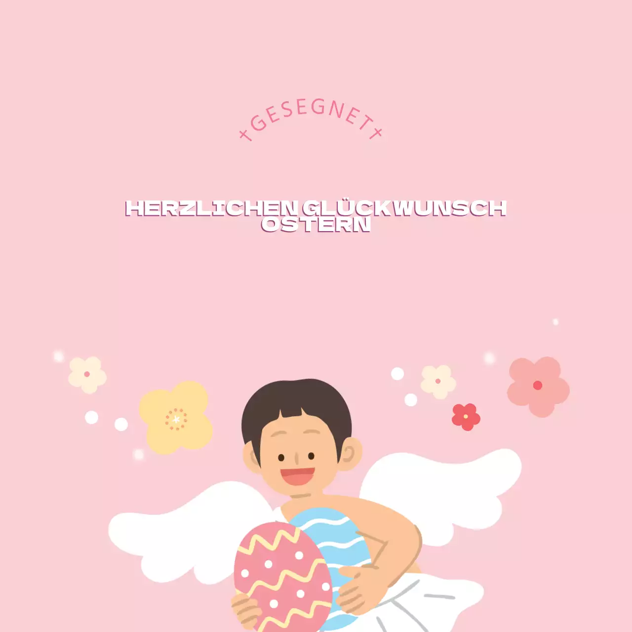 Niedliche kirchliche Osteretiketten mit rosa Illustrationen