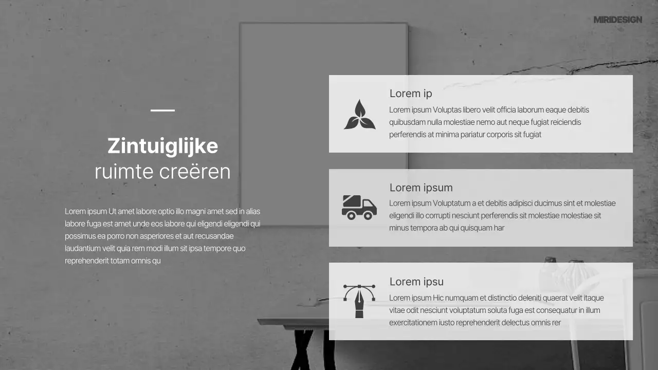 Ontwerpsjabloon voor witte en grijze ruimte