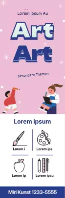 Rosa blaue Illustration niedlich Kunstschule Anzeige