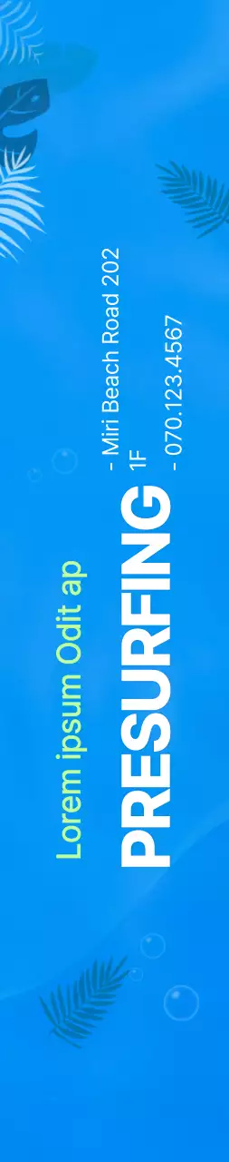 Illustration simple de l'océan en bleu et chartreuse pour l'information et la promotion du surf.