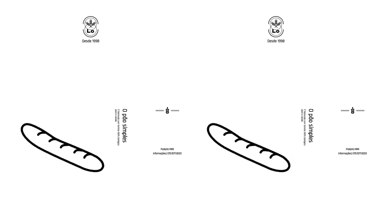 Ilustração simples e monocromática de uma baguete para informação e promoção de uma padaria