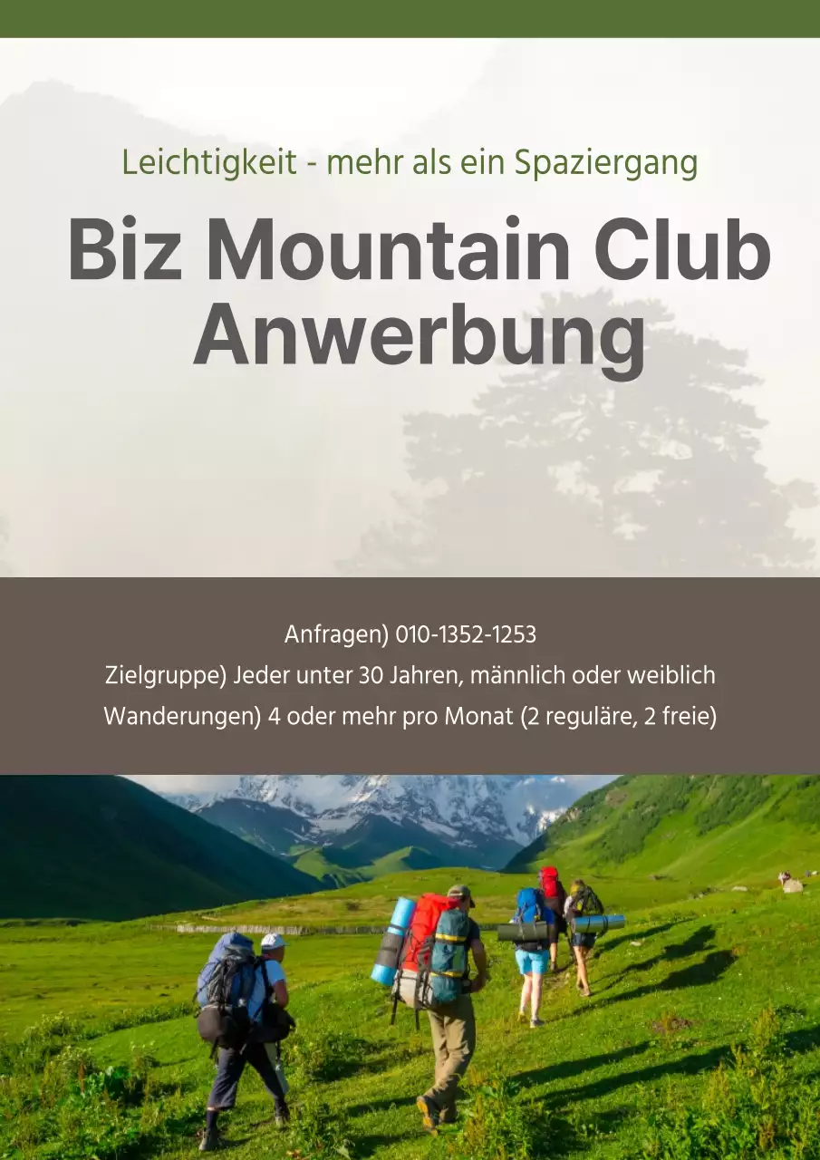 Anwerbung neuer Mitglieder für die Bizmountaineering Society