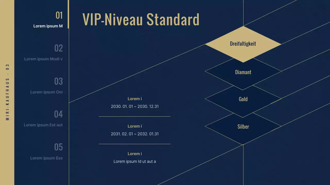 VIP-Club im luxuriösen Kaufhaus in Marineblau