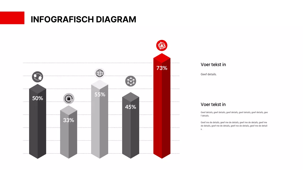 Een eenvoudige grafiek in rood en zwart