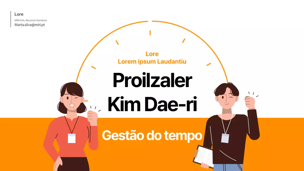 Tema da oficina de gestão do tempo em laranja