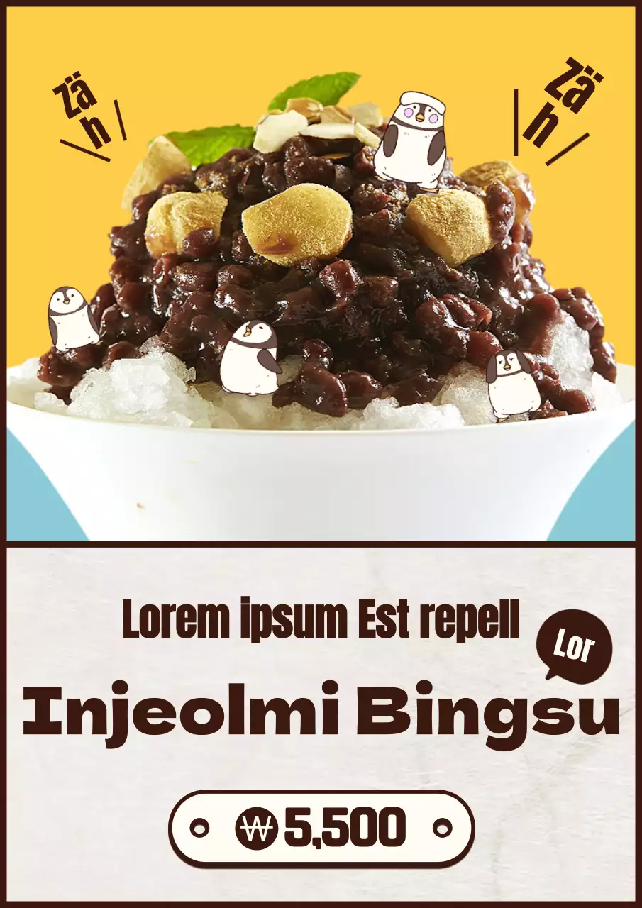 Neue Speisekarte für rasiertes Eis