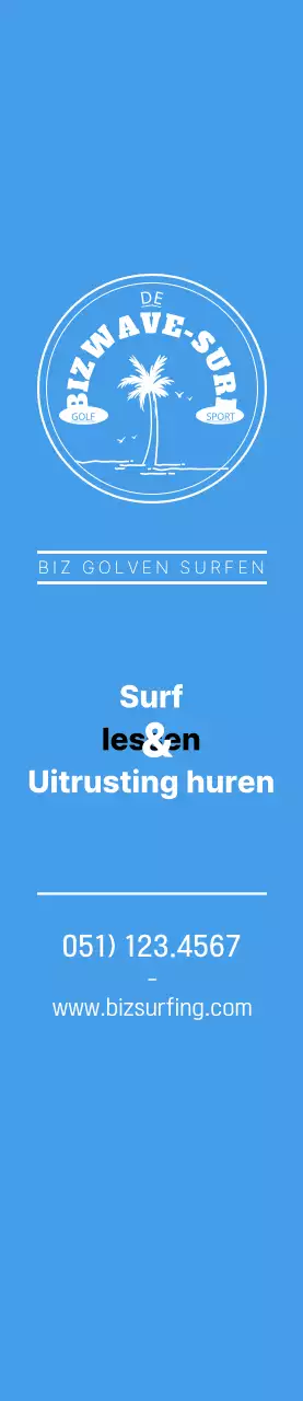 Een eenvoudig blauw met geel surfembleem om de winkel te promoten.