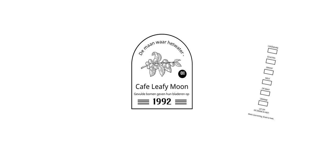 Promoot en informeer je café met een strak, zwart-wit embleemlogo