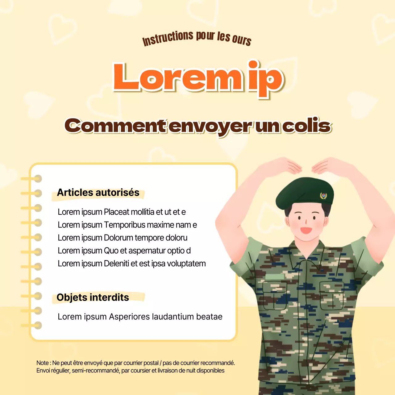 Comment envoyer un courrier jaune-vert de l'armée InformationSharing Content
