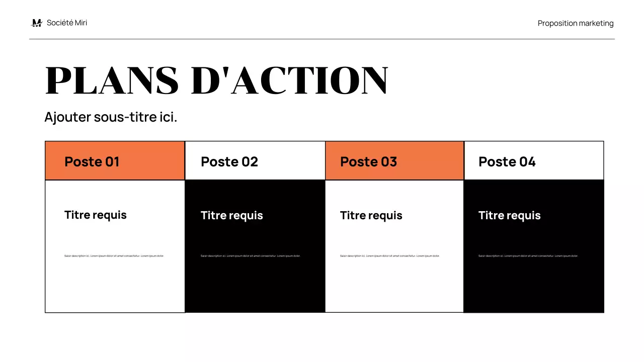 proposition de marketing moderne noir