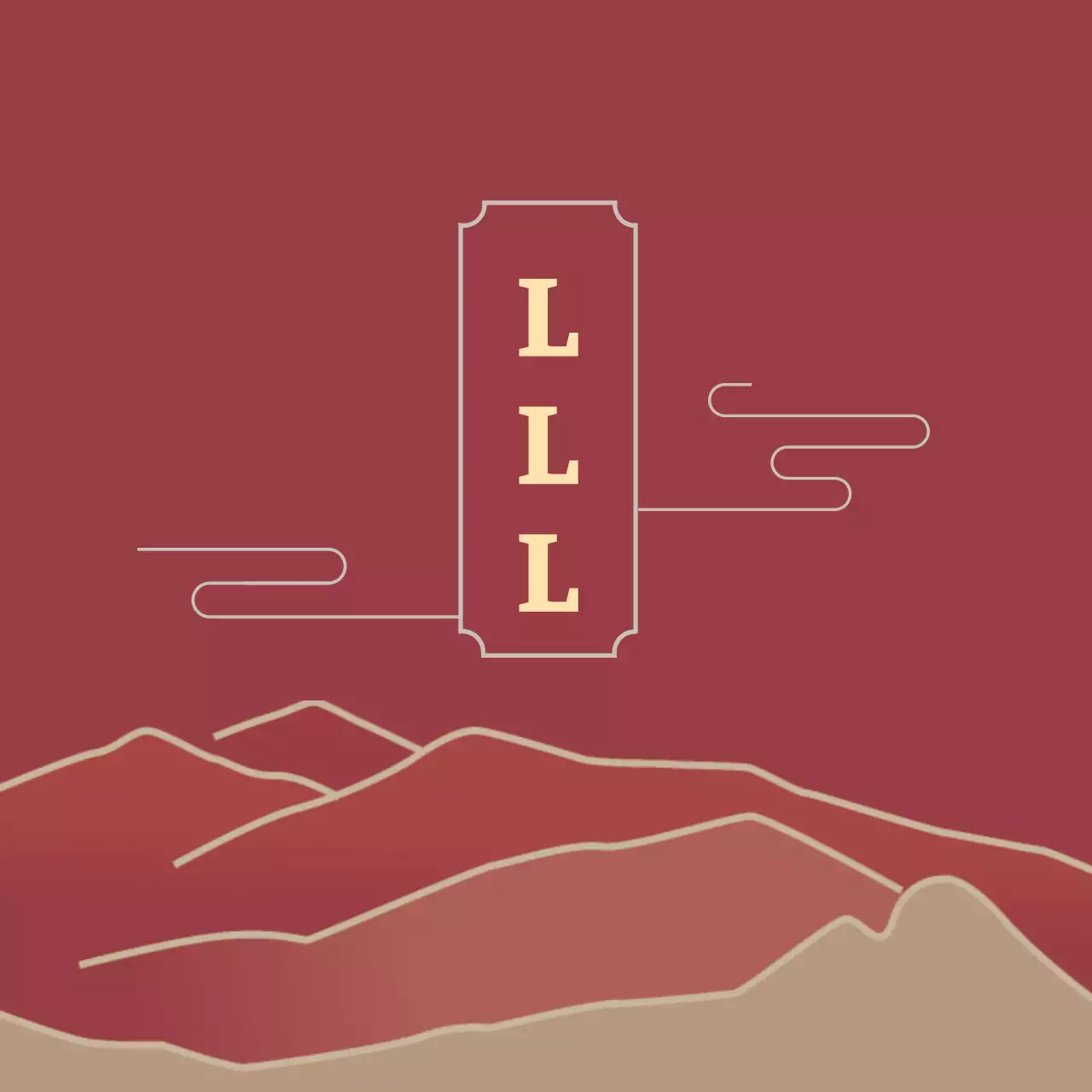 Rode illustratie oosterse traditionele gezonde voeding label