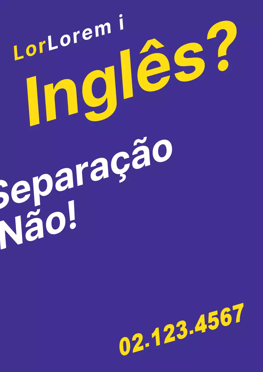 Uma peça promocional simples com texto em roxo e amarelo